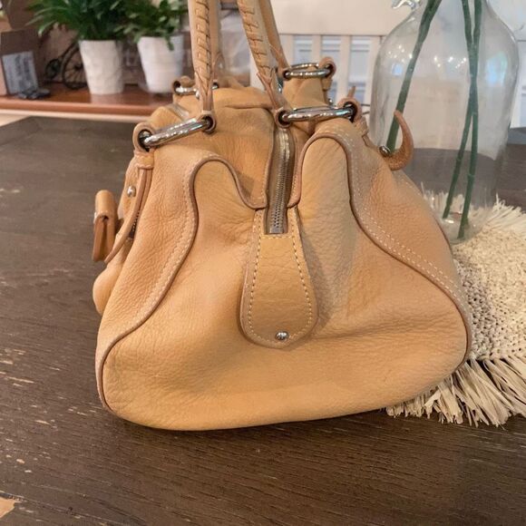 MIU MIU Lambskin Leather Tan Zip Top Satchel Shoulder Bag with Coin Purse sz M - Picture 4 of 13